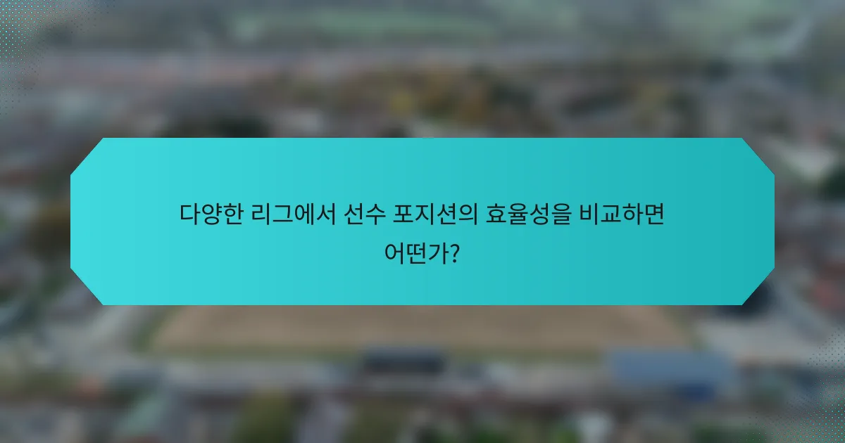 다양한 리그에서 선수 포지션의 효율성을 비교하면 어떤가?