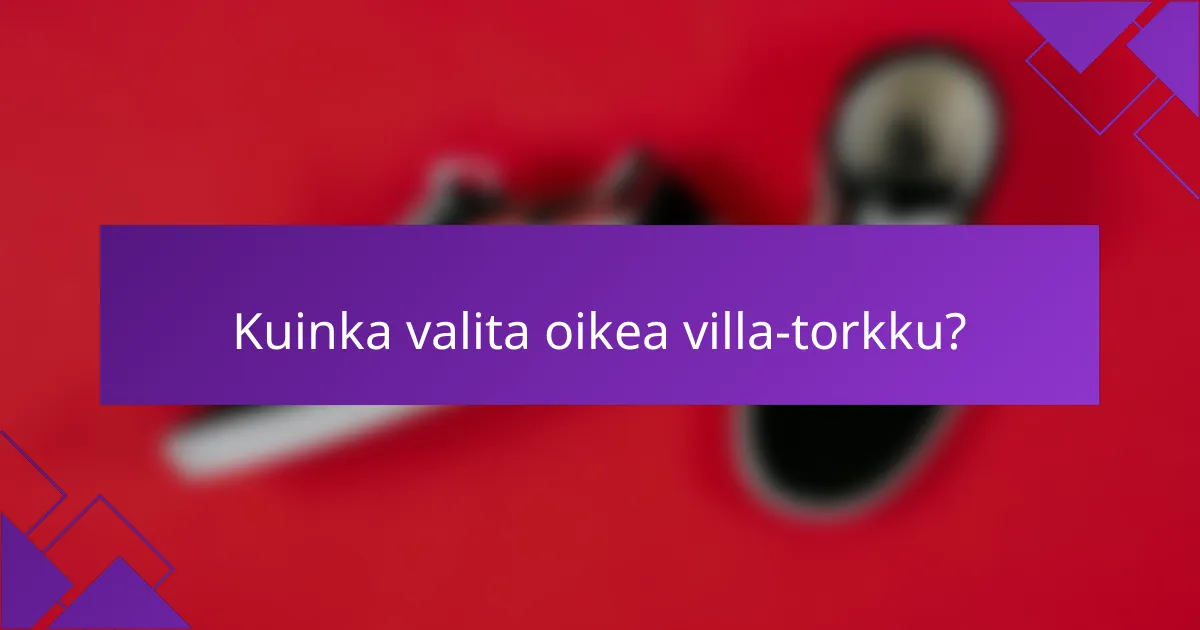 Kuinka valita oikea villa-torkku?