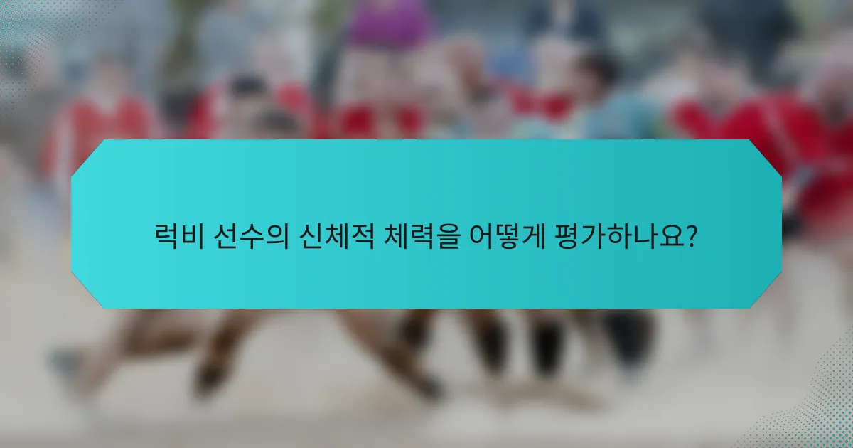 럭비 선수의 신체적 체력을 어떻게 평가하나요?