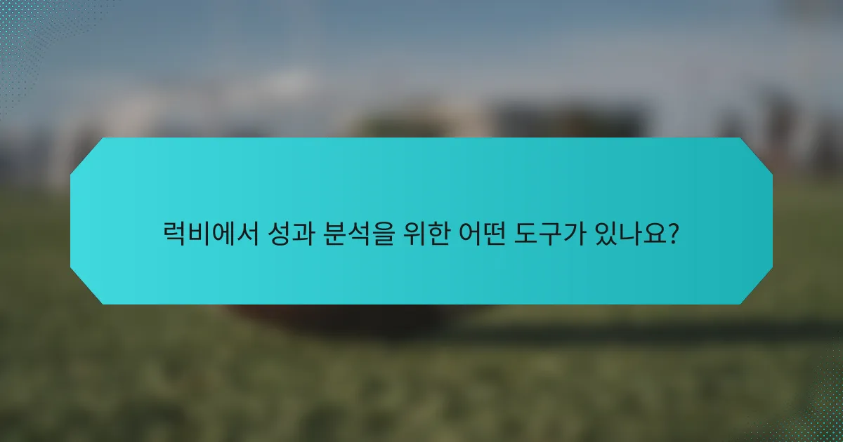 럭비에서 성과 분석을 위한 어떤 도구가 있나요?