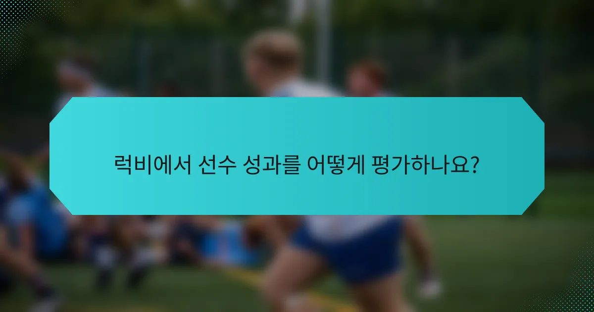 럭비에서 선수 성과를 어떻게 평가하나요?