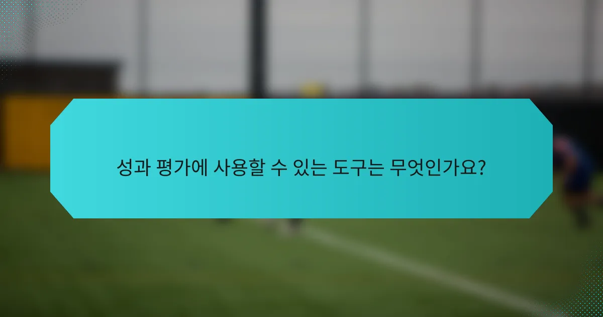 성과 평가에 사용할 수 있는 도구는 무엇인가요?